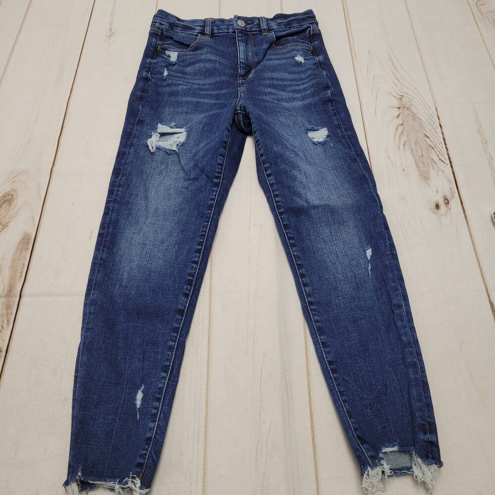 American Eagle curvy super Hi-Rise jeggings crop skinny jeans distressed short